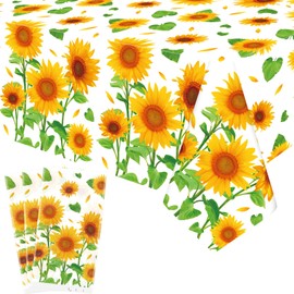 3 Pieces Sunflower Birthday Party Tablecloth Decorations, Sunflower Theme Party Tablecovers, Sunflower Party Supplies, Sunflower Birthday Party Table Cover for Women Girls Kids