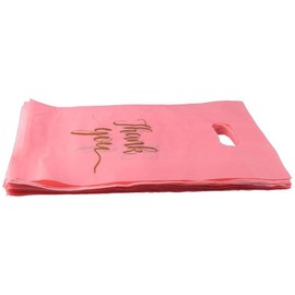 FEIYING Gift Bags 100pcs Plastic Convenient Bags Pink Plastic Shopping Bags Thickened Plastic Bags, Pink, Medium