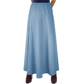 Maxi falda para mujer, ultra suave, ligera, ajustada a la vaquera y flare de línea A, Azul claro, M