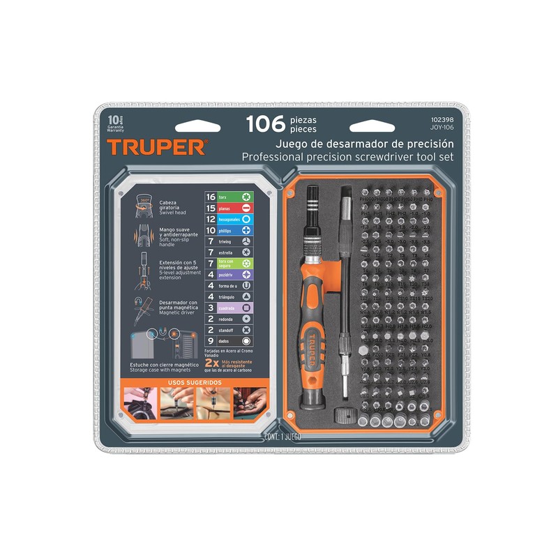 TRUPER Juego de Desarmador de precisión, 106 piezas