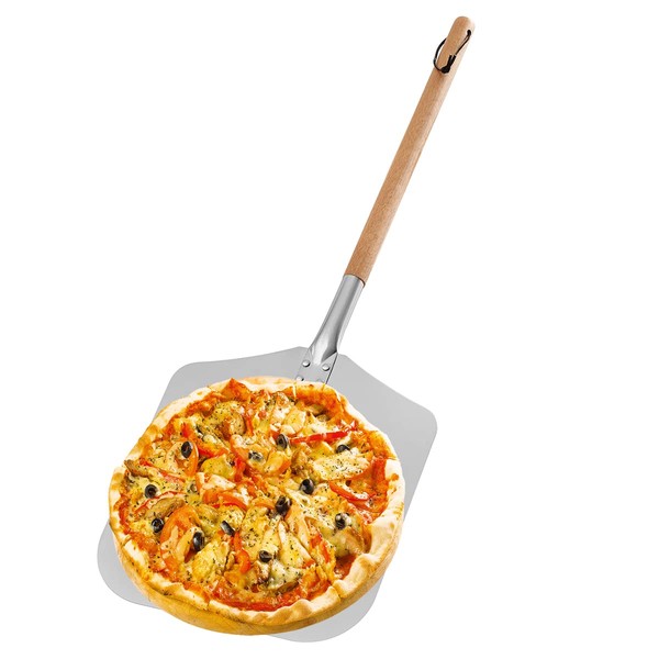 Vivo Technologies Pizza Peel Aluminum Pizza Paddle with Detachable Long Wooden Handle and 12 Inch Pizza Shovel Turning Peel for Baking Homemade Pizza