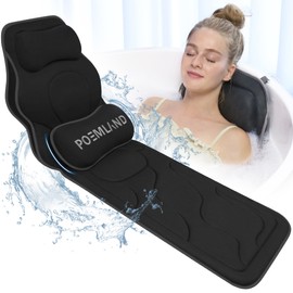 Poemland Luxury Full Body Bath Pillows for Tub-Extra Thick Bathtub Cushion with Lumbar Pillow for Neck and Back Support, Bath Accessories, Gift for Relaxing, Soaking, Spa
