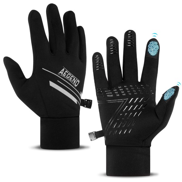 Aegend Lightweight Thin Running Gloves Touchscreen Anti-Slip Windproof Warm Finger Dexterity Gloves Mittens Liners Women Men Cycling Driving Texting Sports Working Activities Winter Spring Fall