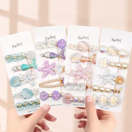 HOMICO 20PCS Starfish Seashell Mermaid Hair Clips Artificial Beach Hair Accessories for Women