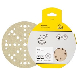 Klingspor PS 33 BK, GLS 74, 6" x 49 Hole Sanding Discs, Abrasive Paper, Self-Fastening (Hook & Loop) for Paint, Varnish, Filling Compound, Wood, Pack of 5… (240 Grit)