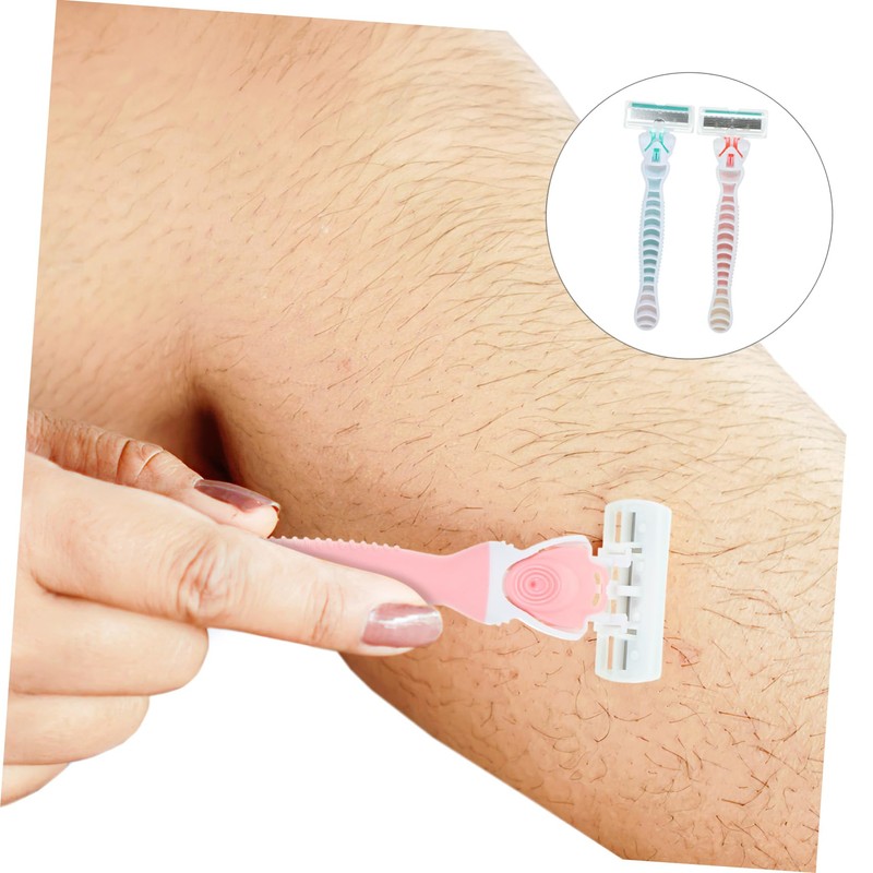 Outanaya 4pcs Long Handle Stainless Steel Shaving Razors for Men