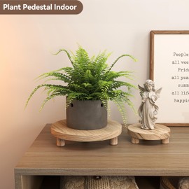 3 Pcs Wood Plant Stand Indoor Outdoor, Wooden Stool Display Stand 6/8/10" Round Riser Flower Pot Holder Small Planter Tray Modern Potter Decorative for Garden Desktop Home Table Counter Room, Natural