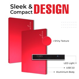 Storite External Portable Hard Drive 500GB with USB 3.0 External Backup Storage Fast Data Transfer Suitable for PC, Mac, Windows, Gaming, Laptop and Desktop (Red)