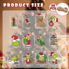 TOFBS Christmas Pendants, Pack of 36, Interesting Wooden Pendants, Christmas Tree Pendants, Decorations for Festivals, Holidays, Parties, Home