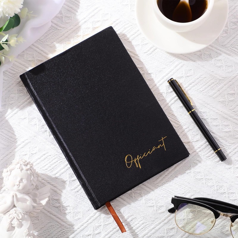 Engrowtic Black Wedding Officiant Book with Black Ink Pen 5.25
