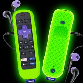 Case for Roku Voice Remote Pro, Cover for Roku Headphone Remote Rechargeable Controller Silicone Battery Cover Sleeve Skin Glow in The Dark