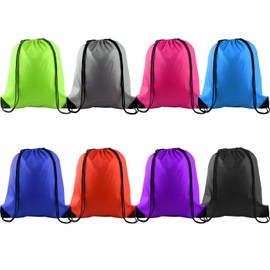 KUUQA 8Pcs Drawstring Backpacks - Bulk Gym Sport Travel Bags