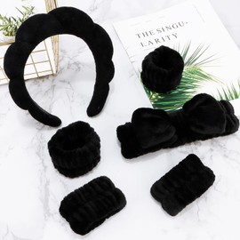 Cozy Manor Skincare Headband Spa Headband for Women Cute head band for washing face Soft Elastic 6 Pack Skin Care Headband and Wristband Set