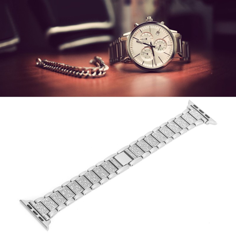 Watch Band Full Rhinestones Strap Metal Wristband Replacement Compatible for