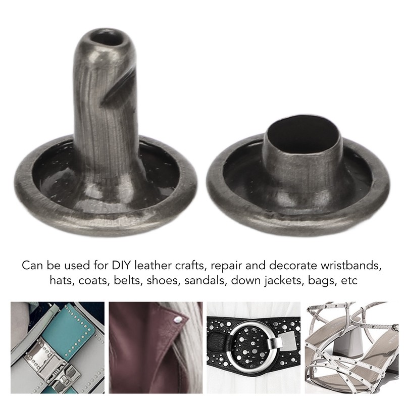 500 Sets Leather Rivets 8x8mm Electroplating Process High Hardness Iron