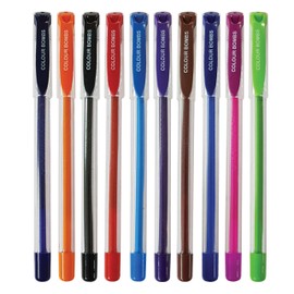 COLBom Gel Pens, MULTICOLOUR, Medium Point (1.0mm), Pack of 10, Smooth Gel Pens, Ideal for Write Colour Sketch Doddle Draw Mark, iZOFAX Black Ball Pen