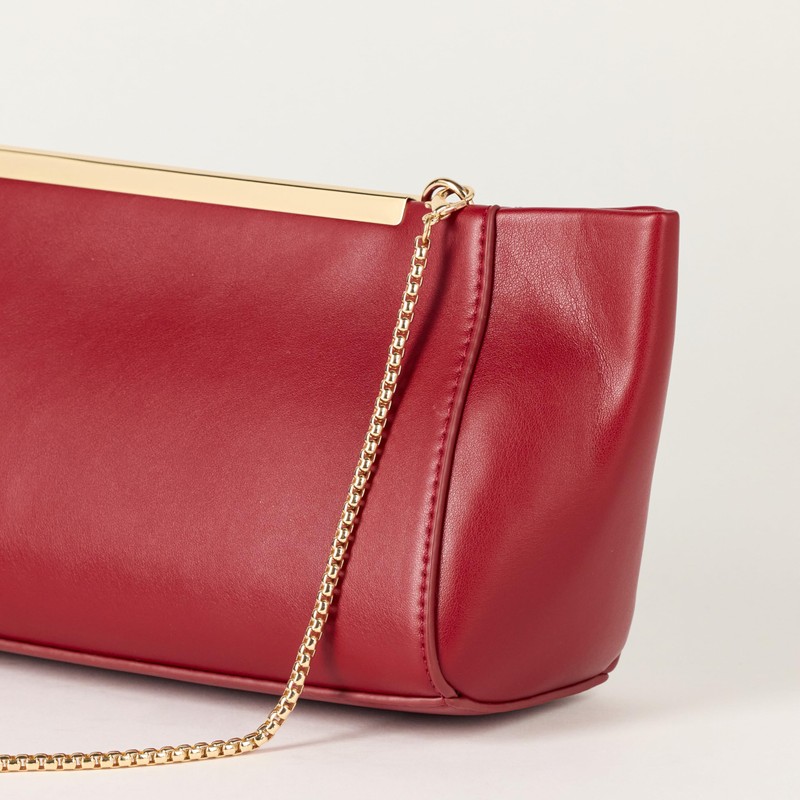 The Drop Harlei Framed Clutch Bag, Dark Red, One Size