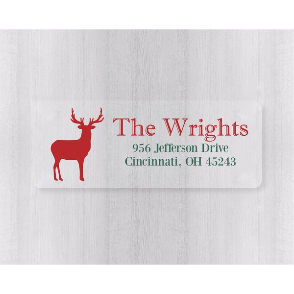 60ct - Deer Antlers Return Address Stickers, Christmas/Holiday Clear Transparent