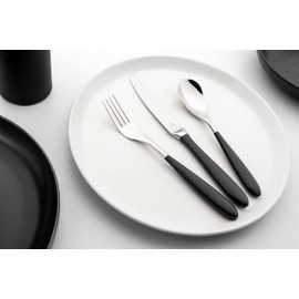 Grunwerg 2SUS650BK Yin & Yang Soup Spoons, Stainless Steel, Black