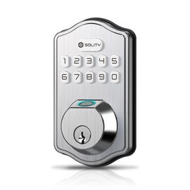 Solity Smart Digital Electronic Deadbolt Door Lock, Keyless Entry, Auto Lock, 50 Custom Codes & Fingerprints, Easy Installation, Keypad for Front & Back Door, AT10 (Satin Nickel)