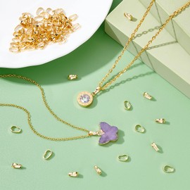 PandaHall 100pcs 16K Gold Snap Bail Hook Pinch, Brass Clasps Findings Necklace Findings Pendant Push Clasps Chain Connector for DIY Necklaces Jewelry Dangle Beads Charms Making, 7x4.5x2mm