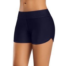 CharmLeaks Women Sports Board Shorts Boyleg Swiming Shorts Bikini Bottoms Navy Blue(Size: S(UK 8))