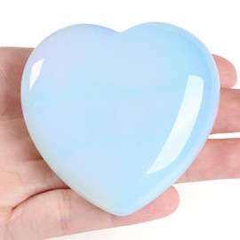 GUJOXILA 2.4" Opal Crystal Large Heart Shaped Love Healing Crystals Gifts for Women Beginners Gemstones Ornaments Protection Polished Reiki Balancing Meditation Spiritual Stones