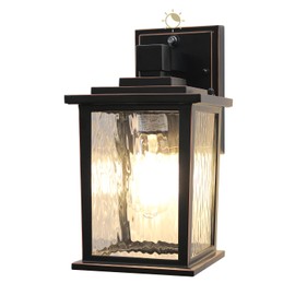 ZILLSEA Dusk to Dawn Outdoor Wall Light Fixture, 12'' Oil-Rubbed Bronze Porch Light, Hardwired Outside Wall Lantern for House, Garage, Front Door, Waterproof and Rustproof, Bulbs Not Included