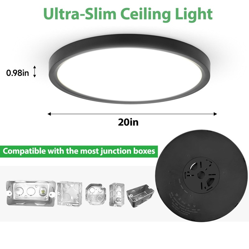 20 inch LED Flush Mount Ceiling Light Fixture,48W Super Slim