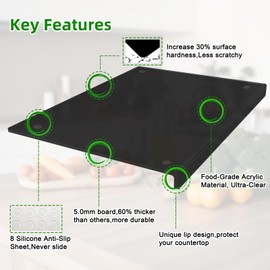 Acrylic Cutting Board with Counter Lip | 60% Thicker & Durable | BPA-Free & Food-Safe Kitchen Tool | Perfect for Protecting Countertops | Versatile & Easy to Clean | Ideal for Home & Professional Use