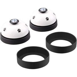 Dog Training Bell, Set of 2 Dog Puppy Pet Potty Training Bells, Dog Cat Door Bell Tell Bell with Non-Skid Rubber Base (White, One Size)