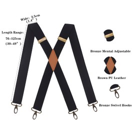 HNYIODA Mens Suspenders with 4 Swivel Hooks Adjustable Heavy Duty Braces