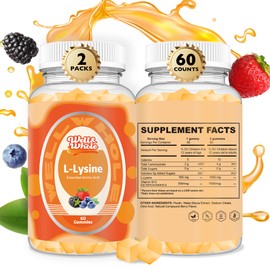L-Lysine Gummies 1000mg - L-Lysine Supplements for Kids and Adults - Lip and Cold Sore* Support for Women - Chewable Lysine Gummies with Vitamin B12 - Vegan, Non GMO, Gluten-Free, 120 Counts