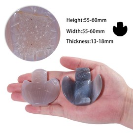 TUMBEELLUWA Natural Geode Agate Small Owl Figurine Hand Carved Crystal Animal Statue for Home Office Shelf Decor Accents