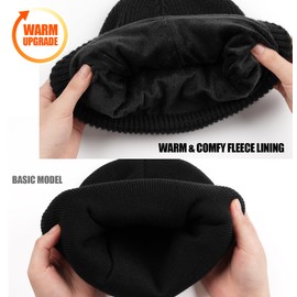 MELASA Fleece Lined LED Beanie with The Light for Men Women, Warm Stocking Hat with Light Built in, USB Rechargeable Hand Free Headlamp Beanie, Gifts for Dad Husband(Orange)