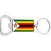Zimbabwe Rectangle Bottle Opener Metal Keyring and Velvet Gift Bag