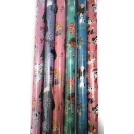 3 Rolls Girls Princesses Christmas Holiday Gift Wrap Matching Pull Bows