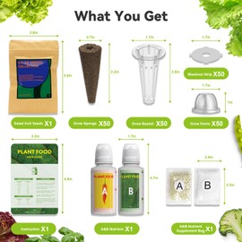 Seed Pod Kit for AeroGarden, iDoo, Ahopegarden with American Lettuce, Paris Island Lettuce, Buttercrunch Lettuce, Cauliflower, Swiss Chard, Spinach, Cabbage, Hydroponics Growing System Kit (50-Pod)