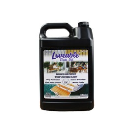 EcoDecors Loveable Teak Oil – 1 Gallon, Indoor and Outdoor Wood Protector, Marine-Grade, Plant-Based Formula, Deep-Penetrating Teak Treatment for Patio, Garden, Shower & Boat Wood Furniture