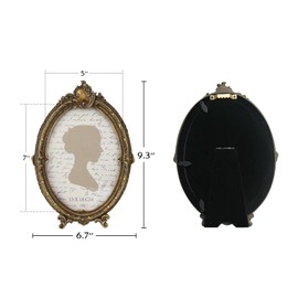 Sunlit Vintage Picture Frame 5x7 Inch, Oval Antique Photo Frames with Glass Front, Bronze