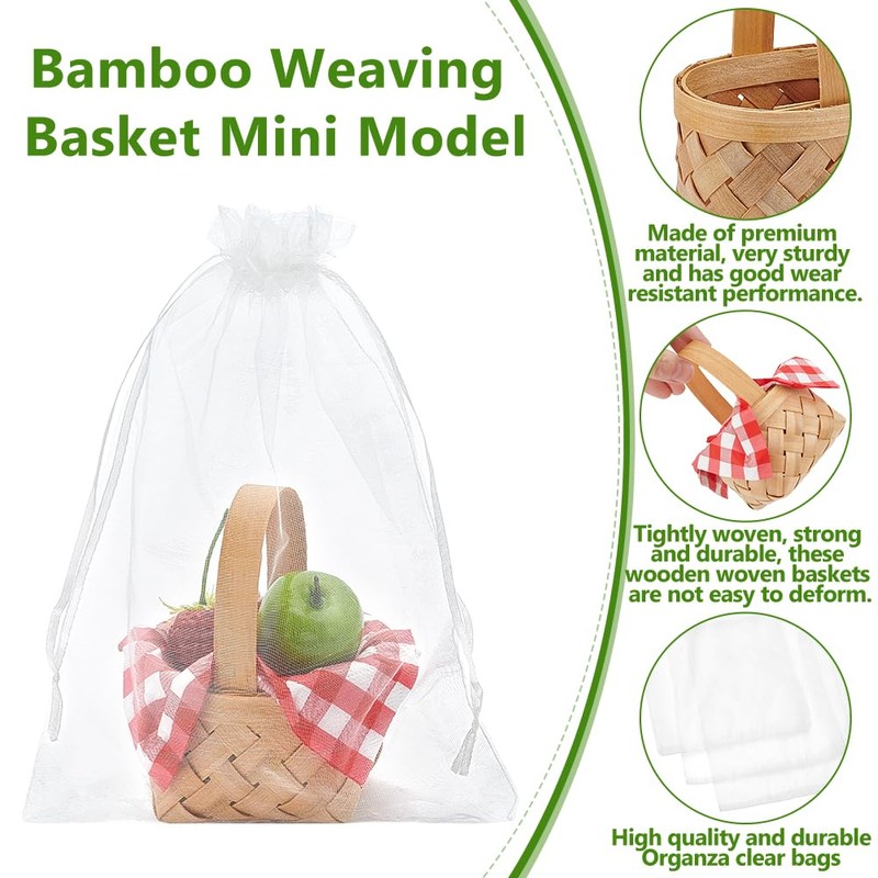 INTERWARM 24Sets Mini Woven Baskets with Handles Bulk, Mini Picnic