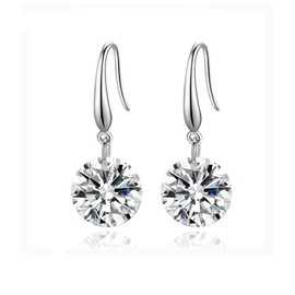 Savlano 925 Solid Sterling Silver Round Cubic Zirconia Dangle Drop Earrings For Women - Made in Italy Comes With Savlano Gift Box