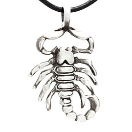 Pewter Scorpion Pendant of Scorpio Zodiac October November Sign on Leather Necklace