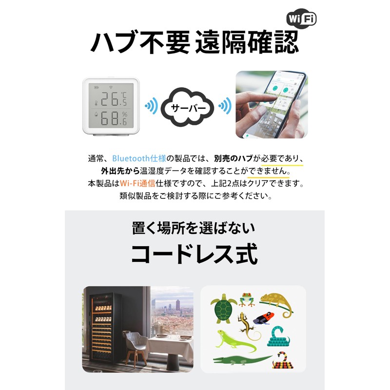 Link Japan eSensor2 Smart Thermo-Hygrometer, Temperature Management with Smartphone, No