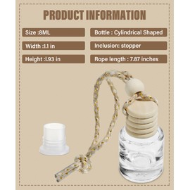 ESEWALAS 5PCs Hanging Car Air Freshener, Empty Glass Perfume Bottlespendant Bottle, Air Freshener Pendant