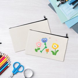 Homaisson Canvas Zipper Pouch Bulk, 50 Blank DIY Makeup Pouches, 4 x 8 Inches Beige Design with Black Zipper, Perfect for Crafts and Personalization, Portable Travel Makeup Bags