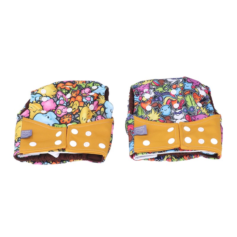 2pcs Cloth Diapers 6 Layer Structure Washable Reusable Elastic Waistband