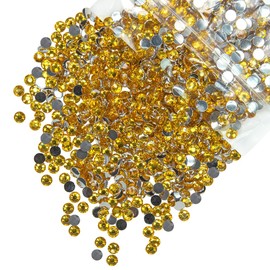 qiipii 5300PCS 3mm Golden Yellow Crystal Resin Rhinestones for Crafting Flatback Gold Stones Bulk SS10 Non-Hotfix Bright Golden Diamonds Crystals Gems Charms for Nails Face Makeup Tumblers DIY Crafts