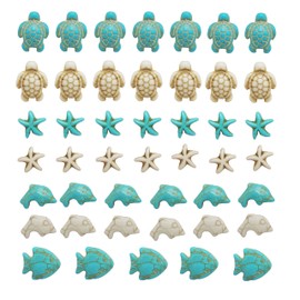 Julie Wang 422 PCS Antique Silver Alloy Pendants Seashells Man-Made Turquoise Beads Starfish Turtle Ocean Charms for Jewelry Making Summer Beach Bead Necklace Earring Bracelet Craft DIY Accessory