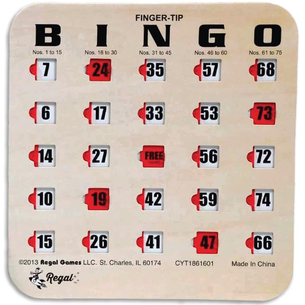 Regal Games - Finger-Tip Shutter Slide Bingo Cards- 50 Pack - Woodgrain - Perfect for Group Events, Bulk Purchasing